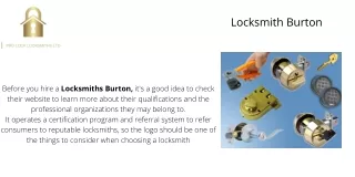 Choose a trusted and secured Locksmith Burton service for your home