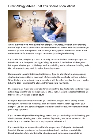 great allergy advice that you should know about