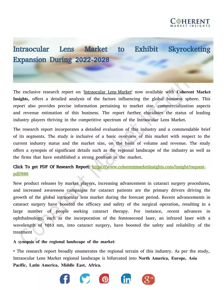 intraocular lens market to exhibit skyrocketing