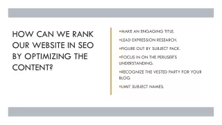 how can we rank our website in seo by optimizing the content