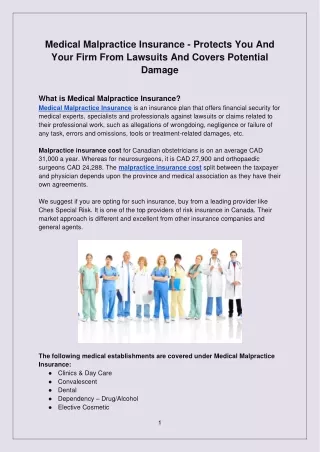 Buy Medical Malpractice Insurance for Doctors in Canada