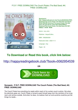 P.D.F. FREE DOWNLOAD The Couch Potato (The Bad Seed  #4) FREE~DOWNLOAD