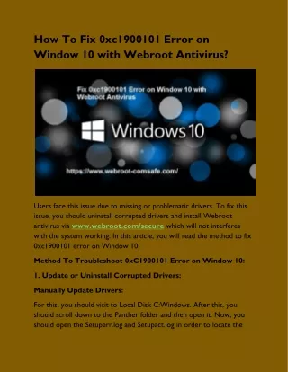 how to fix 0xc1900101 error on window 10 with