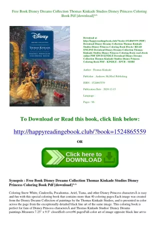 Free Book Disney Dreams Collection Thomas Kinkade Studios Disney Princess Colori
