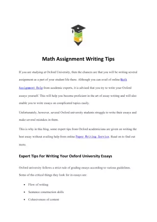 math assignment writing tips