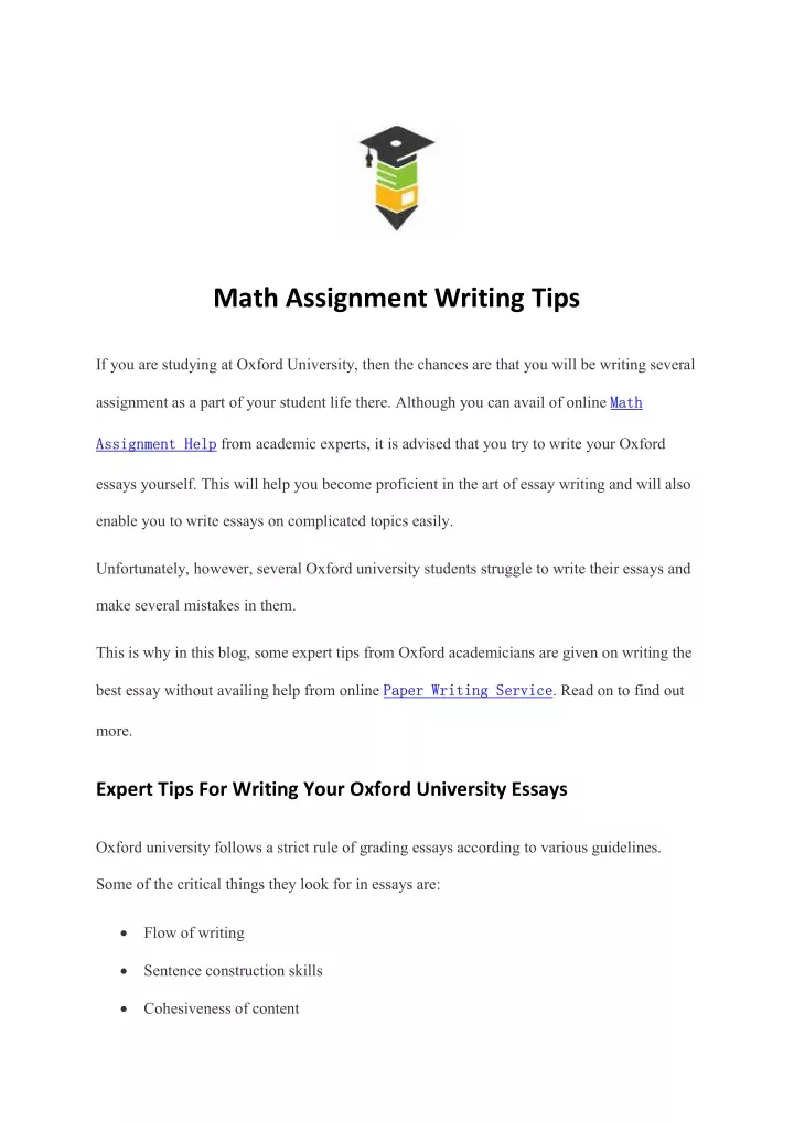math assignment writing tips