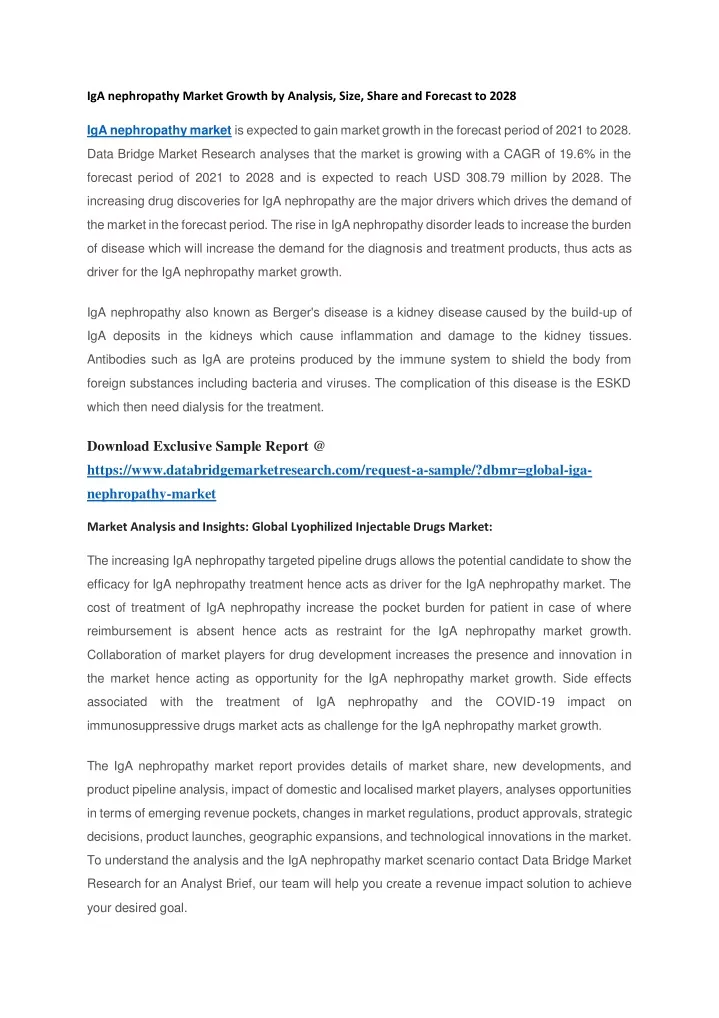 iga nephropathy market growth by analysis size