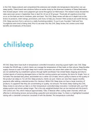 in the chili sleep products and comprehend
