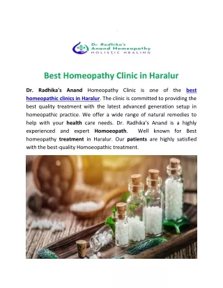 Best Homeopathy Clinic in Haralur  | Dr. Radhika's Anand Best Homeopathy Clinic