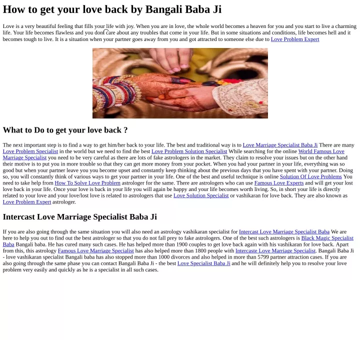 how to get your love back by bangali baba ji