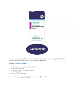 daunomycin injection is used for the treatment