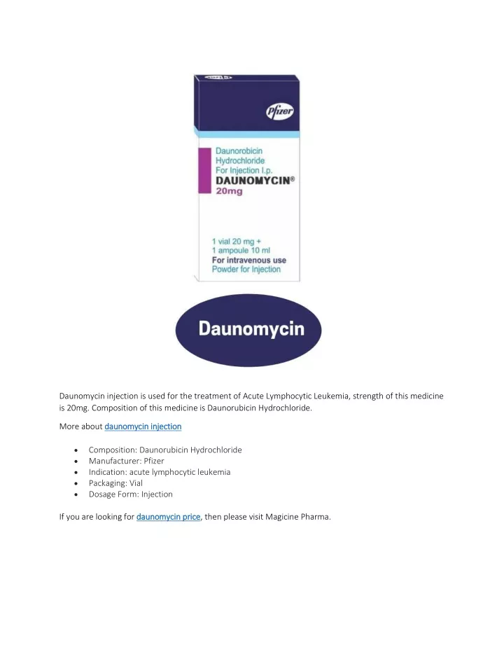 daunomycin injection is used for the treatment