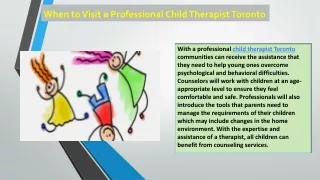 When to Visit a Professional Child Therapist Toronto