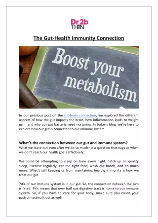 the gut health immunity connection
