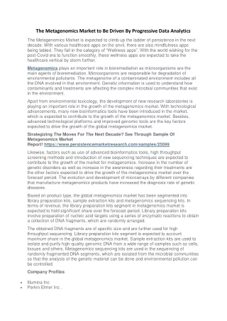 the metagenomics market to be driven
