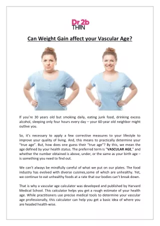 can weight gain affect your vascular age