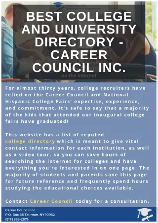 Best College and University Directory - Career Council Inc.