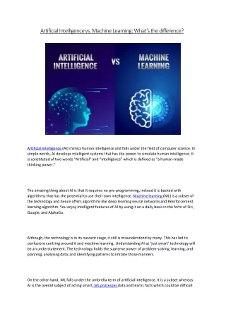 Artificial Intelligence vs. Machine Learning: What’s the difference