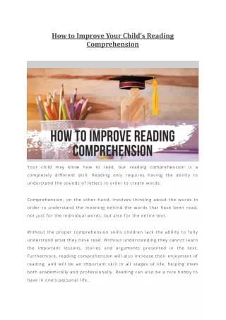 how to improve your child s reading comprehension