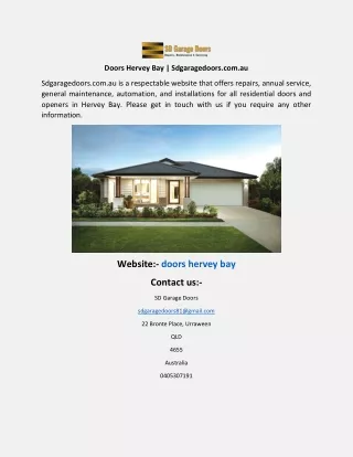 Doors Hervey Bay Sdgaragedoors.com