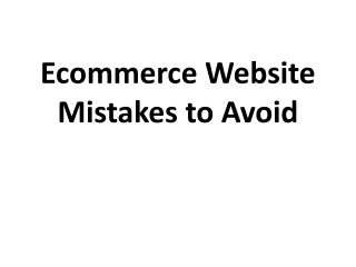 ecommerce website mistakes to avoid