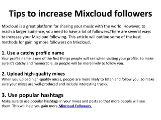 Tips to increase Mixcloud followers