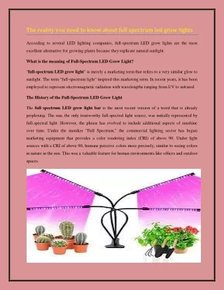 The reality you need to know about full spectrum led grow lights