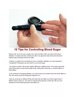 Reduce your blood sugar