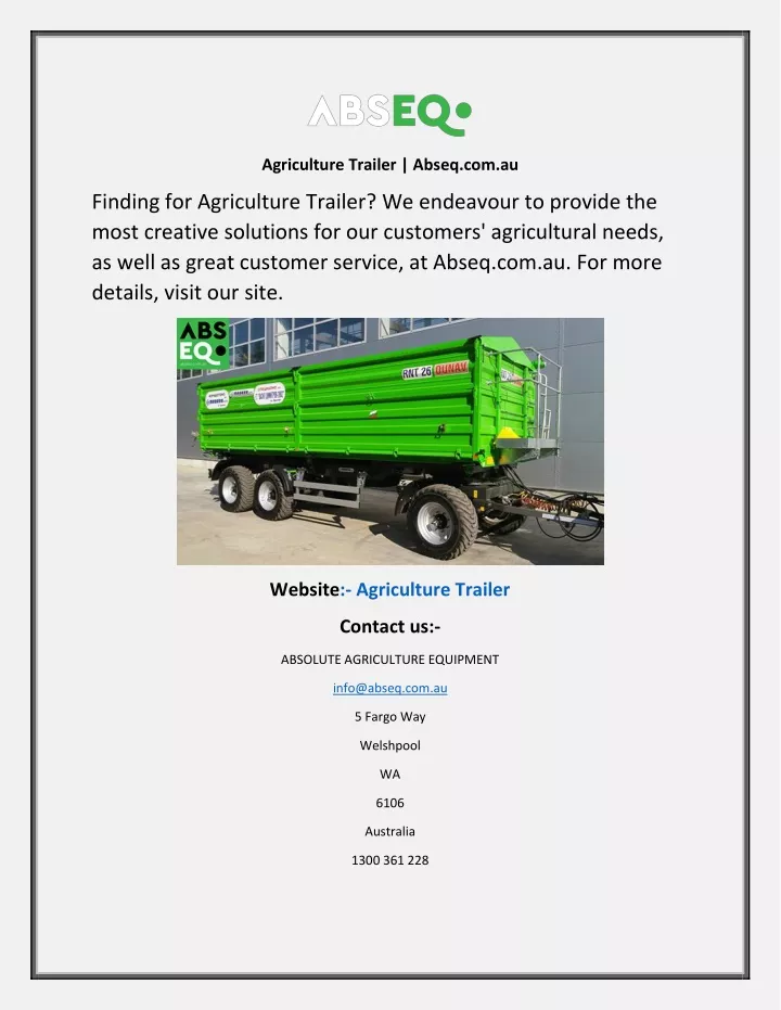 agriculture trailer abseq com au