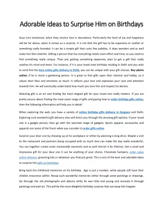 Adorable Ideas to Surprise Him on Birthdays