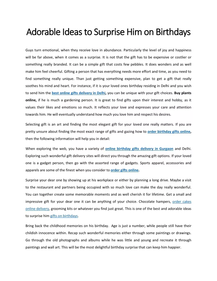 adorable ideas to surprise him on birthdays