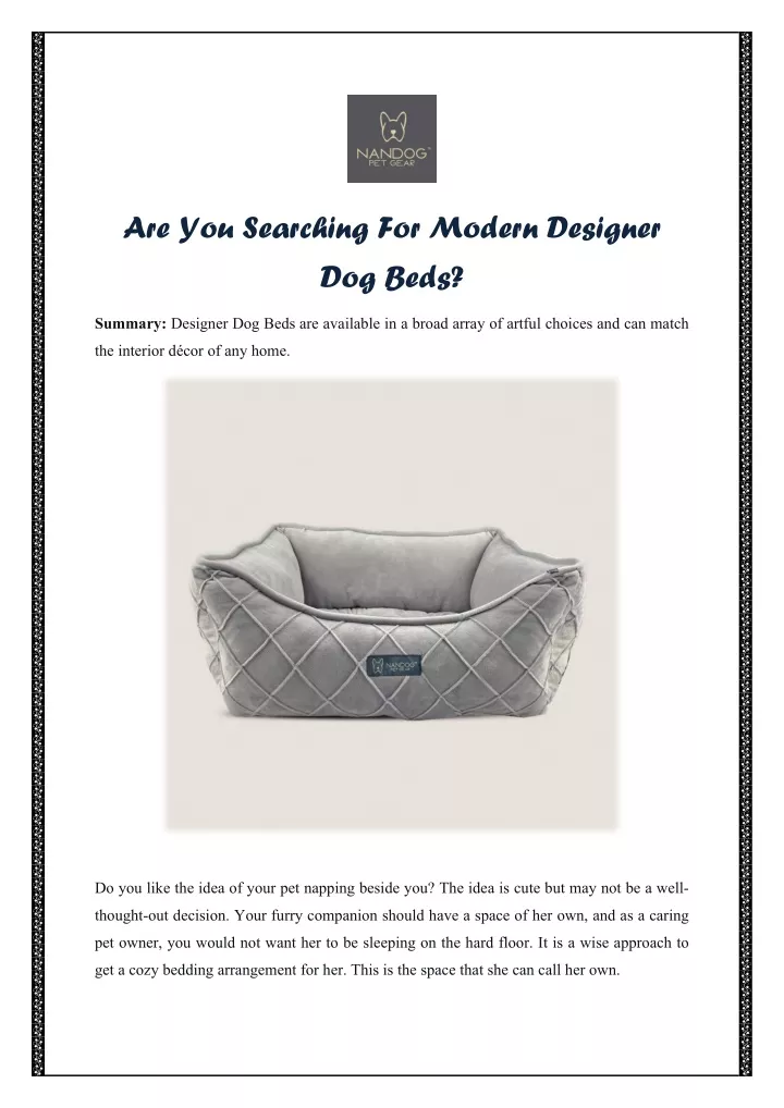 are you searching for modern designer dog beds