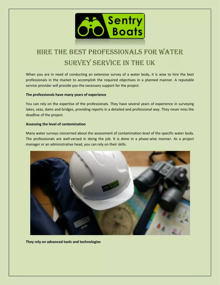 hire the best professionals for water survey