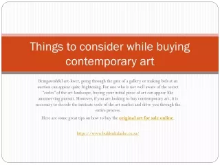 Things to consider while buying contemporary art