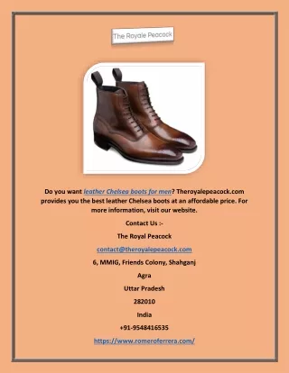 Leather chelsea boots for men | Theroyalepeacock.com
