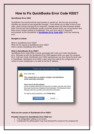 how to fix quickbooks error code h202