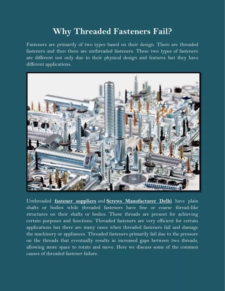 why threaded fasteners fail