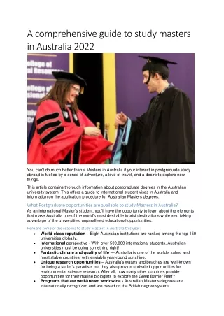 a comprehensive guide to study masters