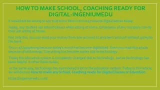 How to make School, Coaching ready for Digital