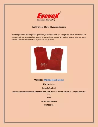 Welding Hand Gloves  Eyevexonline