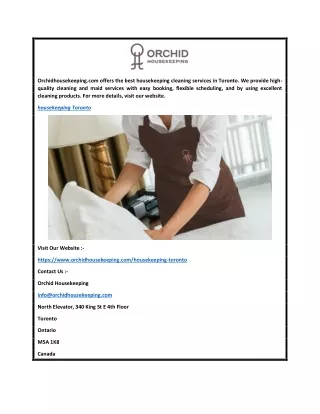 Housekeeping Toronto  Orchidhousekeeping.com