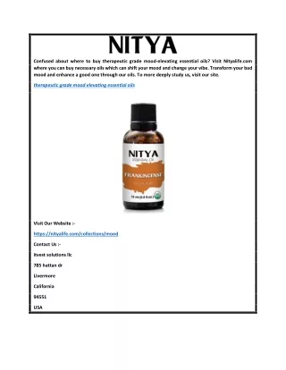 Therapeutic Grade Mood Elevating Essential Oils  Nityalife.com