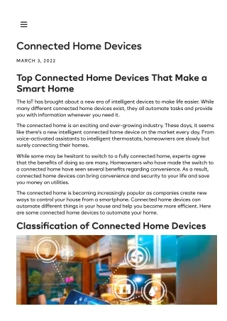 Connected Home Devices | Smart Home