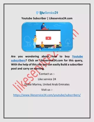 Youtube Subscriber | Likeservice24.com