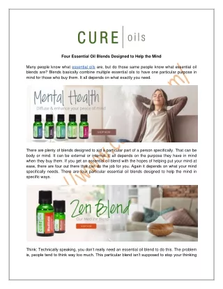 Four Essential Oil Blends Designed to Help the Mind