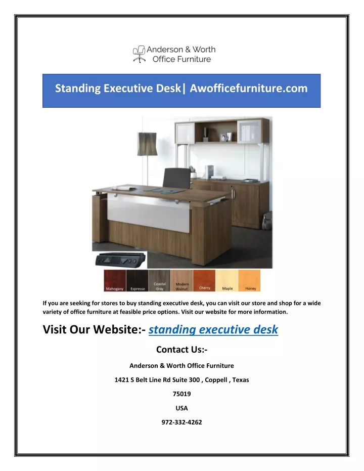 standing executive desk awofficefurniture com