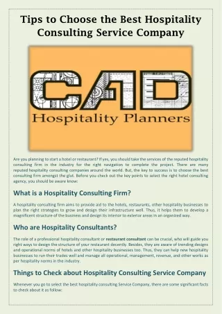 Tips to Choose the Best Hospitality Consulting Service Company