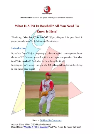 What is a po in baseball