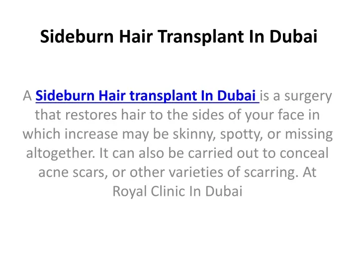 sideburn hair transplant in dubai