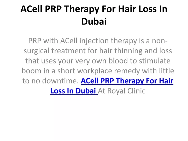 acell prp therapy for hair loss in dubai